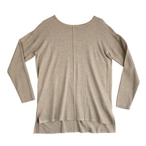 NWT Style & Co. Women's High Low Seam Front Ribbed Sleeve Knit Sweater Beige M